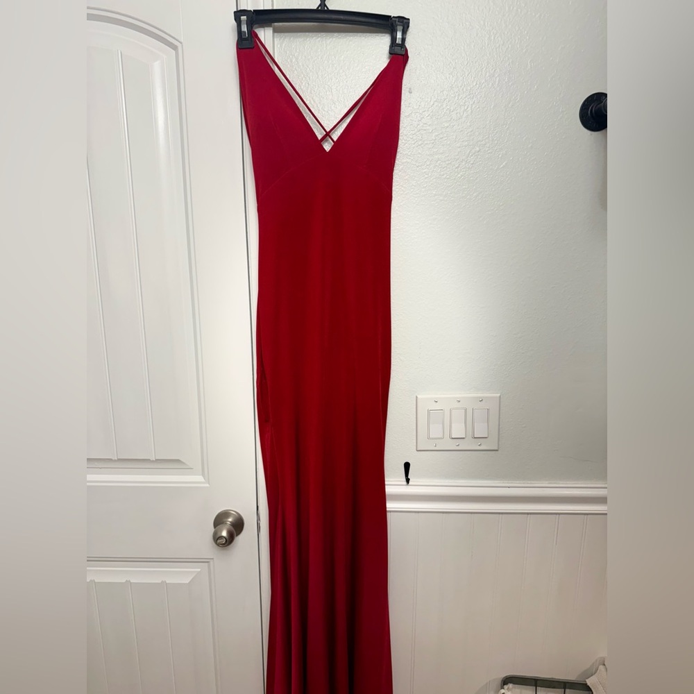 Sexy red long dress.